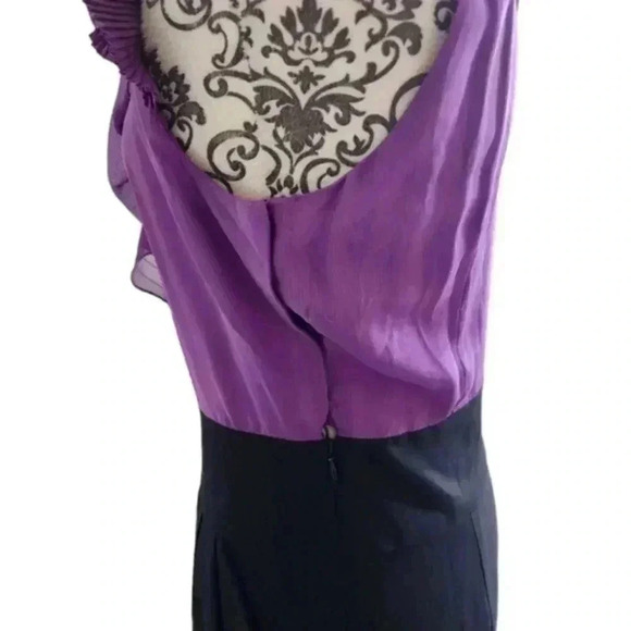 Bcbgmaxazria Dress Black Orchid Silk Ruffles Whimsigoth New With Tags Women's 6 - Picture 8 of 16